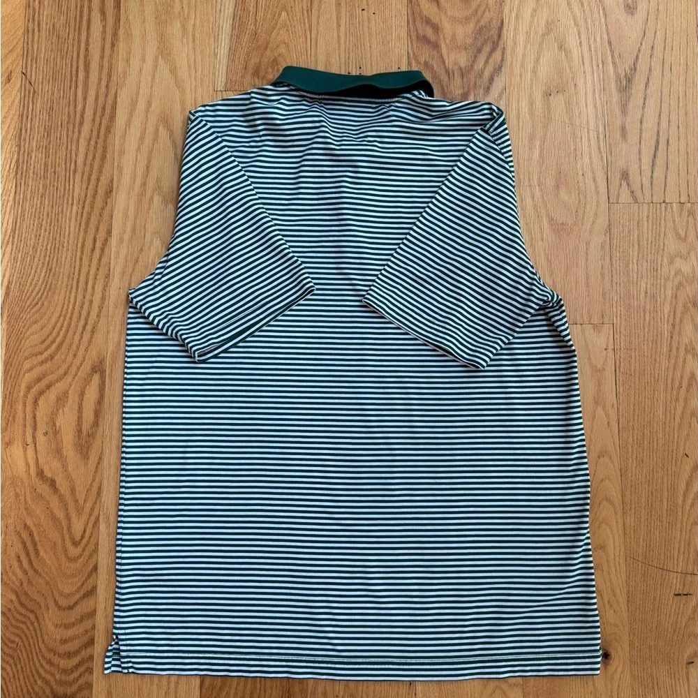 Masters Green and White Striped Polo Golf Shirt Large Pima Cotton - Picture 4 of 4